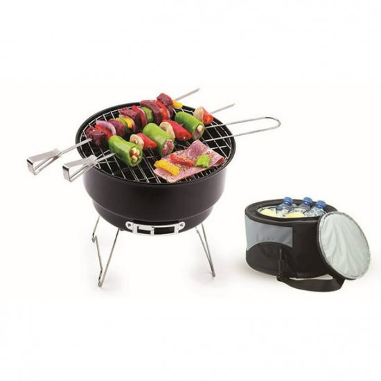 Ozark Trail 10\" Portable Camping Charcoal Grill with Cooler Bag,Black