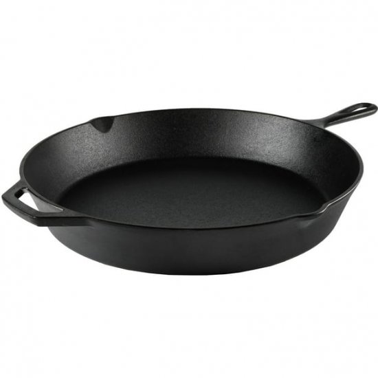 Ozark Trail Pre-seasoned 15\" Cast Iron Skillet with Handle and Lips