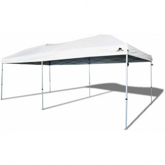 Ozark Trail 20\' x 10\'Straight Leg (200 Sq. ft Coverage),White,Outdoor Easy Pop up Canopy