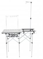 Ozark Trail Folding Camp Kitchen Table,41 in. x 18 in. with Adjustable Stove Platform