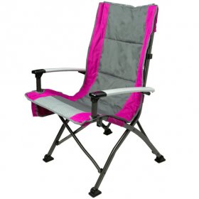 Ozark Trail High Back Camping Chair,Pink with Cupholder,Pocket,and Headrest,Adult