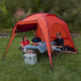 Ozark Trail Orange Sun Shelter Beach Tent,11.25' x 8.25' with Gear Storage and UV Protection