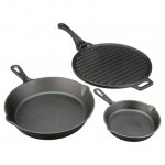 Ozark Trail 4-piece Cast Iron Skillet Set with Handles and Griddle,Pre-seasoned,6",10.5",11"