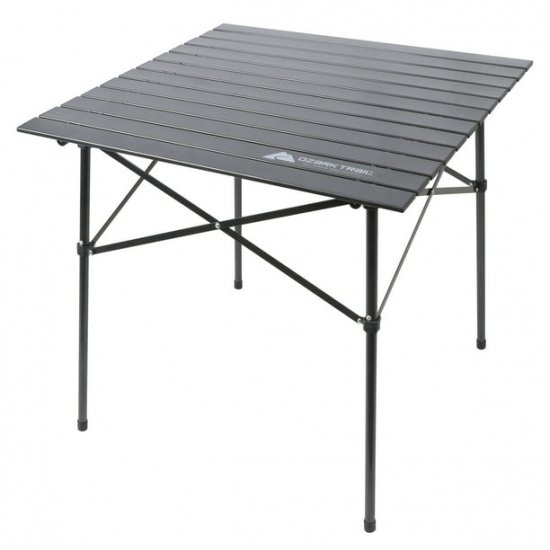 Ozark Trail Roll Top Camping Table,31\" x 31\" x 27\",Gray