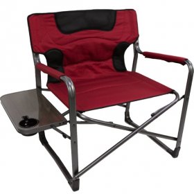 Ozark Trail XXL Folding Padded Director Chair with Side Table,Red
