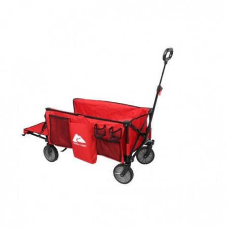 Ozark Trail Camping Utility Wagon with Tailgate & Extension Handle,Red