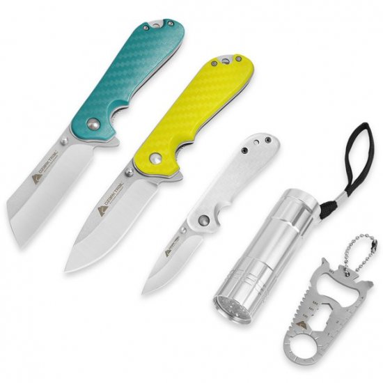 Ozark Trail 3.3\" inch Blade Length Pocket Knives Green Yellow White