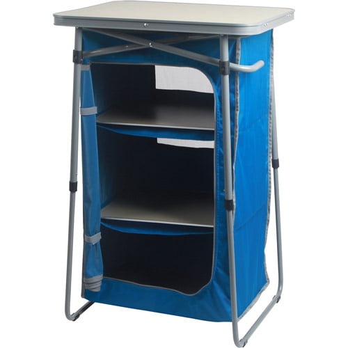 Ozark Trail 3-Shelf Collapsible Cabinet with Table Top,Blue,23\" L x 19\" W