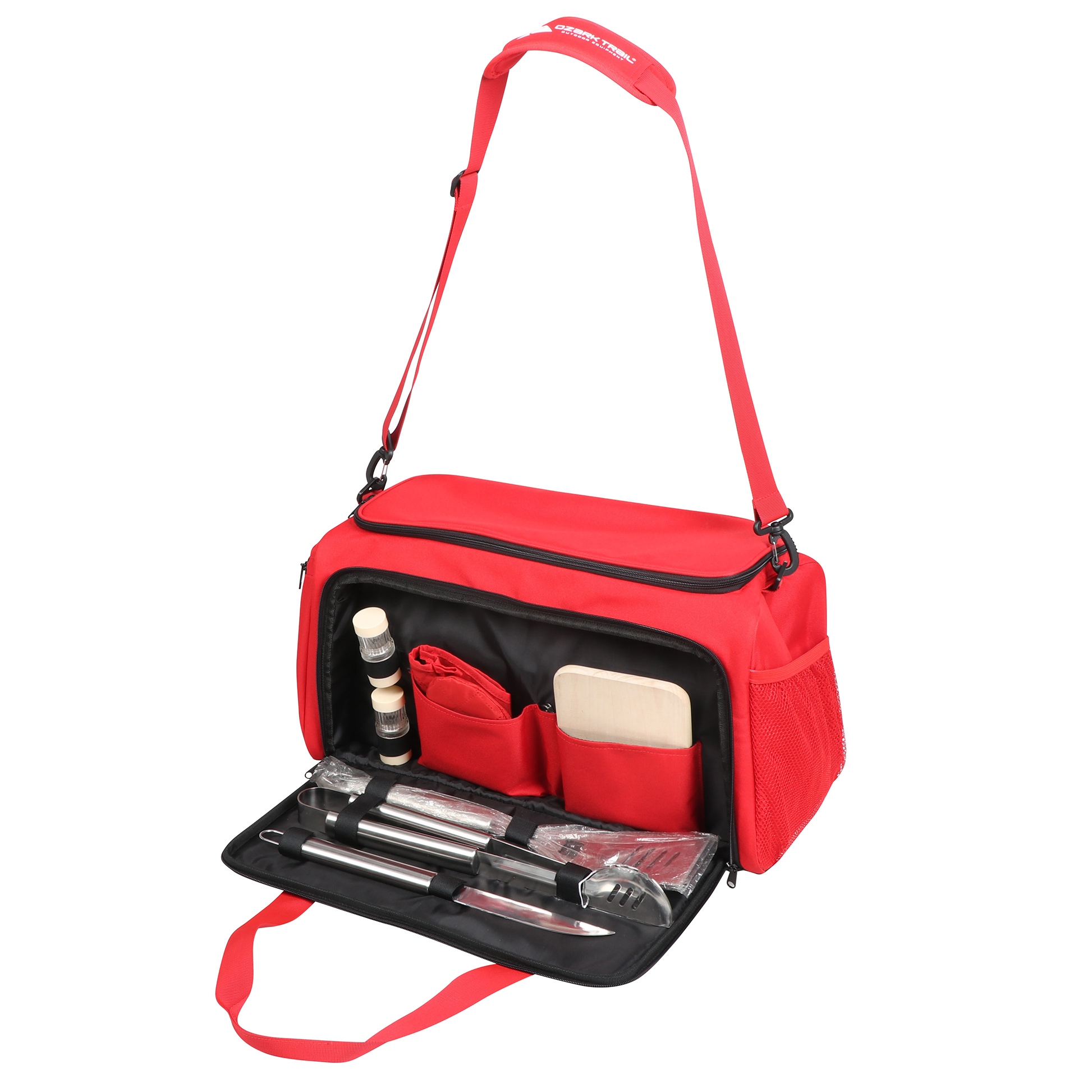 Ozark Trail Soft Sided Tailgate Cooler with Utensils,Red