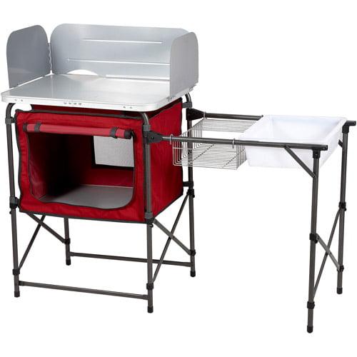Ozark Trail Camping Table,Silver and Red,31 Height\" x 13 width\" x 8.25 length\"